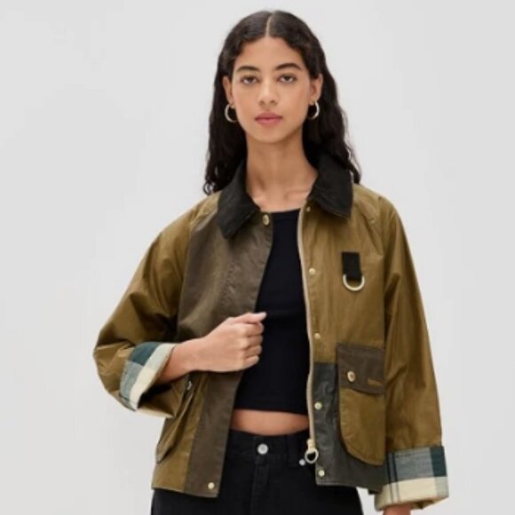 BARBOUR ALMA WAX JACKET in Sand/ Archive Olive MSRP$580 British Elegance - Picture 8 of 16